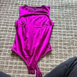 Express Vibrant Magenta silk Sleeveless Bodysuit, body contour medium